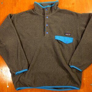 Vintage Fleece Patagonia Half Buttoned Sweater Medium Grey|Blue